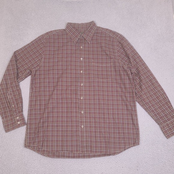 Eddie Bauer Other - Eddie Bauer Mens Button‎ Down Shirt XLT Tall XL Brown Plaid Long Sleeve Cotton